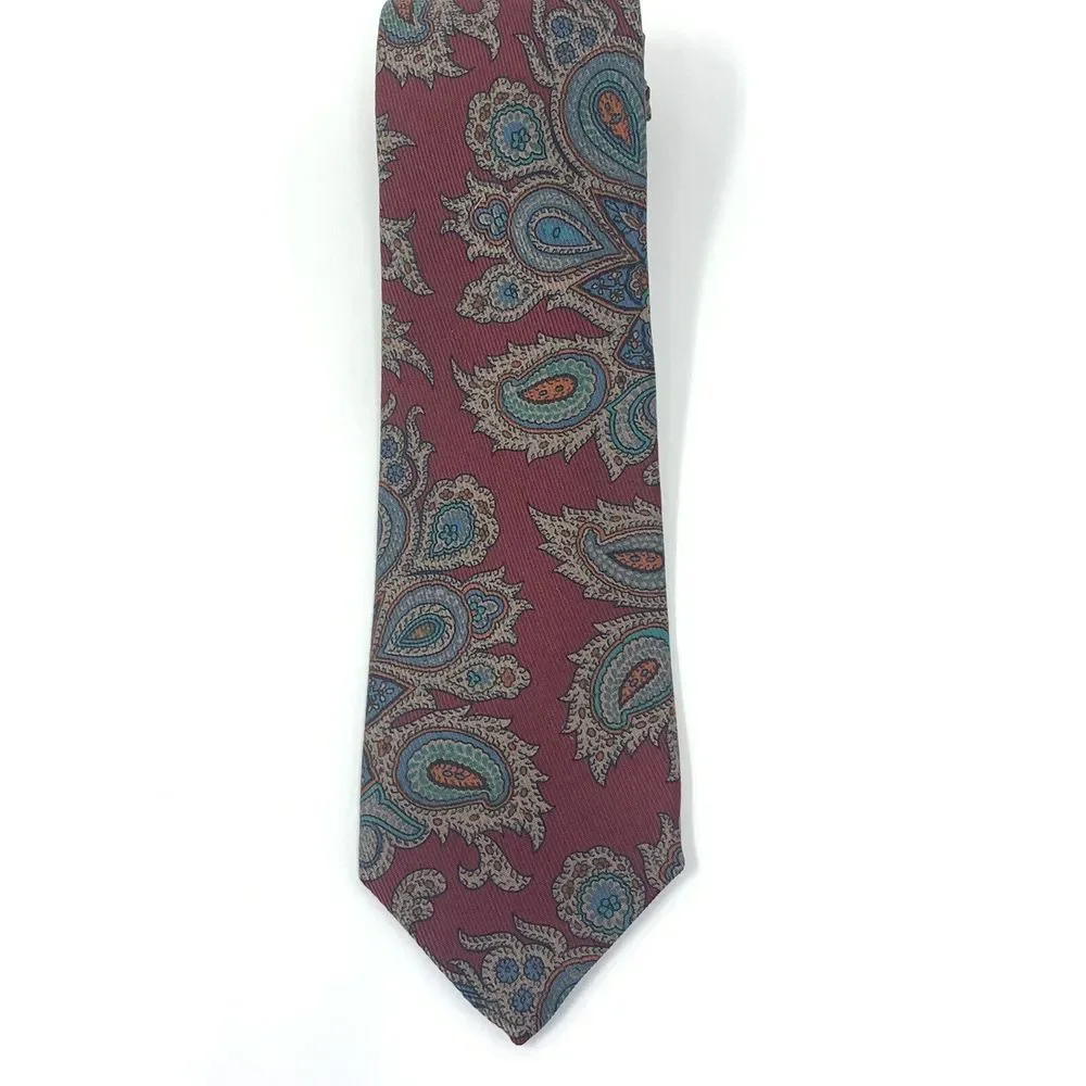 Robert‎ Talbott for Nordstrom Red Paisley Silk Men's Neck Tie L 58
